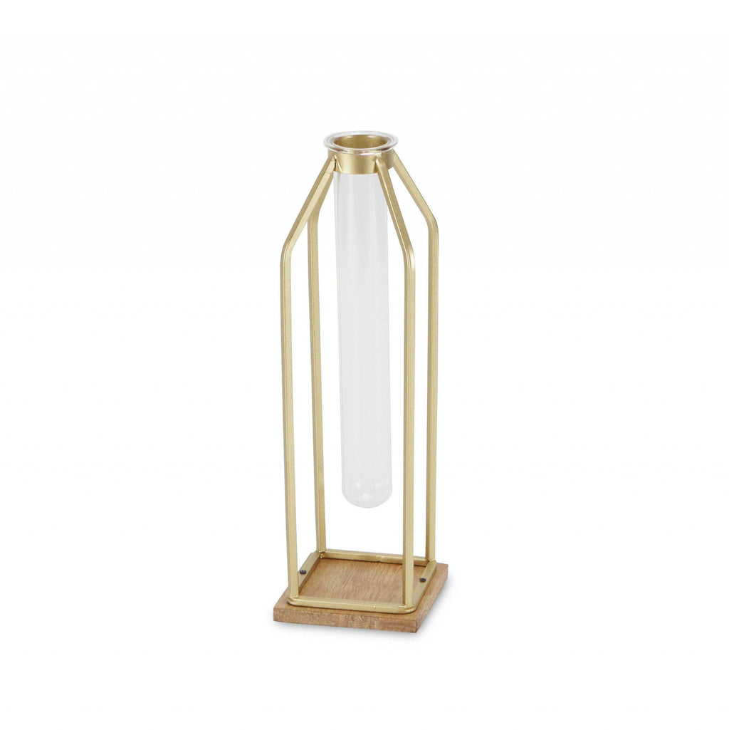 12" Gold And Clear Contemporary Glass Tube