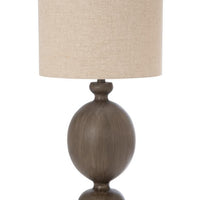 Set Of Two 30" Brown Table Lamps With Beige Drum Shade