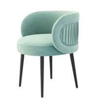 24" Teal Velvet And Black Solid Color Arm Chair