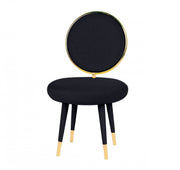 Set Of Two 21" Black Velvet And Black And Gold Solid Color Side Chair