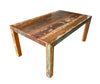 72" Brown and Patina Distressed Solid Wood Rectangular Dining Table