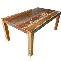 72" Brown and Patina Distressed Solid Wood Rectangular Dining Table