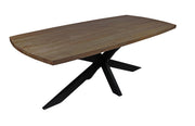 82" Gray Beige And Black Solid Wood And Iron Dining Table