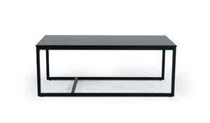 47" Black And Black Marble Stone Rectangular Coffee Table