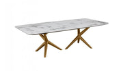 51" Walnut And White Ceramic Tile Rectangular Coffee Table