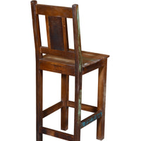 48" Brown And Rustic Patina Reclaimed Wood Bar Height Chair