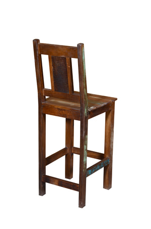 48" Brown And Rustic Patina Reclaimed Wood Bar Height Chair