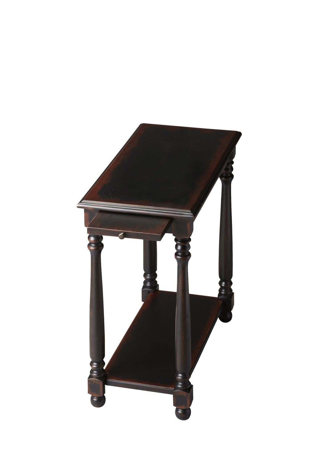 24" Black Manufactured Wood Rectangular End Table With Shelf