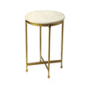 20" Antiqued Gold And White Marble Round End Table