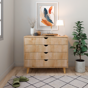 35" Natural Solid Wood Four Drawer Standard Dresser