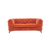 74" Orange Tufted Velvet And Black Chesterfield Love Seat