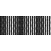 2' X 5' Black And White Modern Stripe Printed Vinyl Area Rug with UV Protection