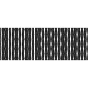 2' X 5' Black And White Modern Stripe Printed Vinyl Area Rug with UV Protection