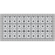 2' X 4' Dark Gray And White Tile Printed Vinyl Area Rug with UV Protection