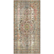 2' X 4' Red Brown And Blue Moroccan Printed Vinyl Area Rug With UV Protection