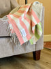 Gray Woven Wool Striped Reversable Throw