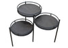 23" Black Solid Wood And Iron Round End Table