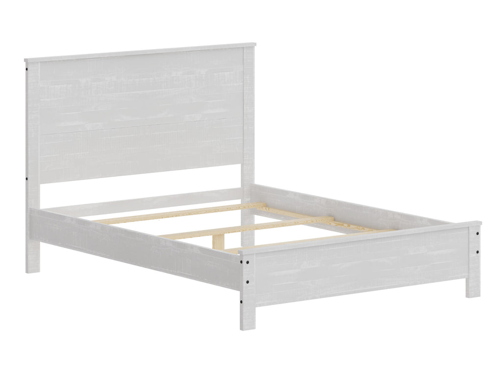 White Solid Wood Queen Bed Frame