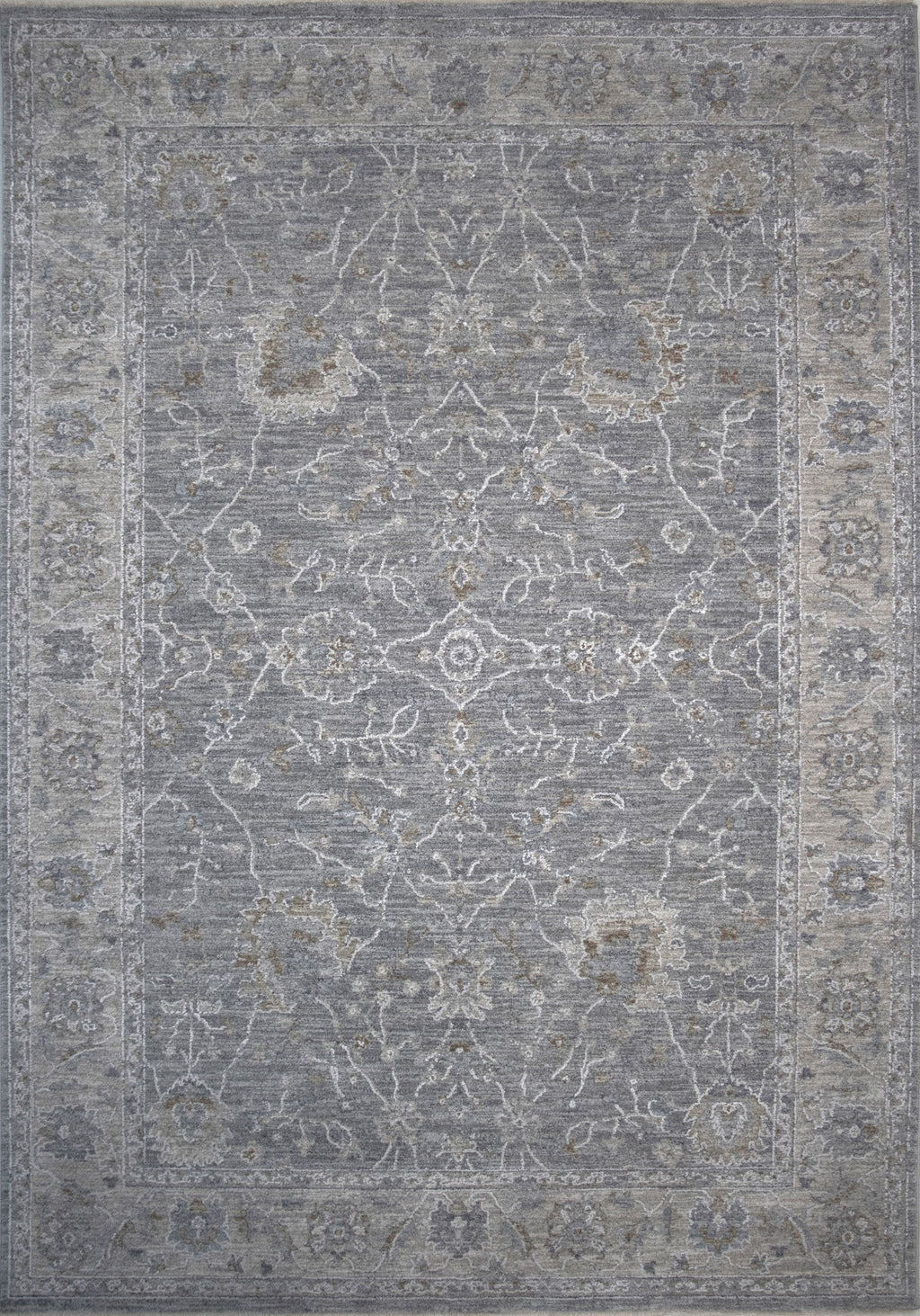 8' X 10'  Blue Gray Southwestern Floral Stain Resistant Area Rug