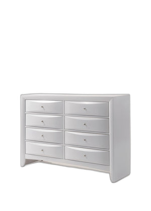 59" White Manufactured Wood Eight Drawer Standard Dresser