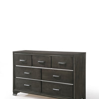 58" Gray Manufactured Wood Seven Drawer Triple Dresser