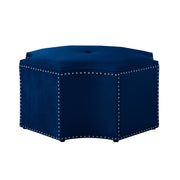 33" Navy Blue Velvet Specialty Cocktail Ottoman