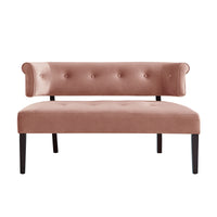 48" Blush And Brown Upholstered Velvet Bench