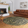 8' X 8' Black and Gold Round Animal Print Shag Handmade Non Skid Area Rug