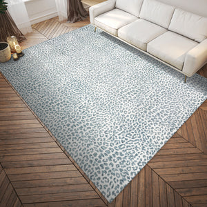 3' X 5' Grey Leopard Print Shag Handmade Non Skid Area Rug