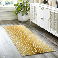 2' X 8' Gold Gazelle Print Shag Handmade Non Skid Runner Rug