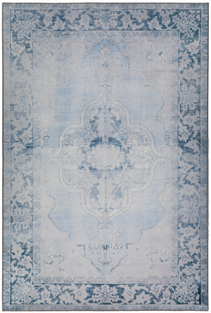 3' X 5' Blue Oriental Distressed Non Skid Area Rug