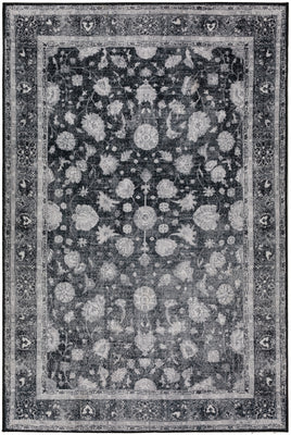 3' X 5' Black Oriental Distressed Non Skid Area Rug