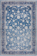 5' X 8' Blue Oriental Distressed Non Skid Area Rug