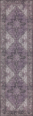 2' X 8' Purple Oriental Distressed Non Skid Runner Rug