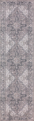 2' X 8' Brown Oriental Distressed Non Skid Runner Rug