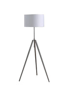 64" Chrome Adjustable Tripod Floor Lamp With White Shade