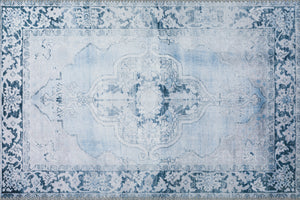 2' X 3' Blue Oriental Distressed Non Skid Area Rug