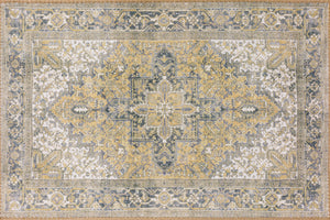 2' X 3' Gold Oriental Distressed Non Skid Area Rug