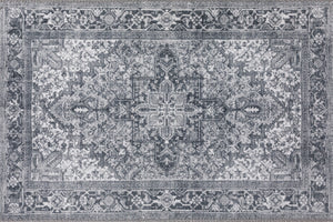 2' X 3' Grey Oriental Distressed Non Skid Area Rug