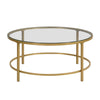 36" Gold And Clear Glass Round Coffee Table