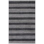 9' X 12' Black And White Striped Hand Loomed Area Rug