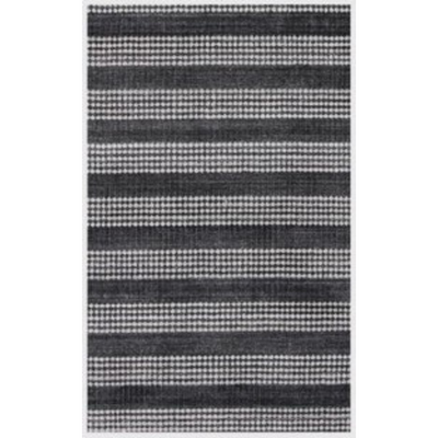 9' X 12' Black And White Striped Hand Loomed Area Rug