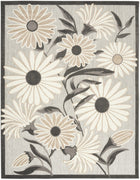 9' X 12' Beige Floral Stain Resistant Non Skid Area Rug