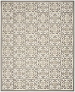 9' X 12' Ivory And Grey Fleur De Lis Stain Resistant Non Skid Area Rug