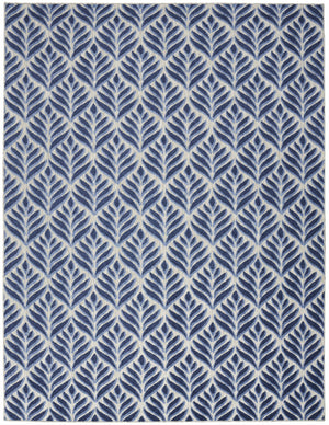 9' X 12' Blue Floral Stain Resistant Non Skid Area Rug