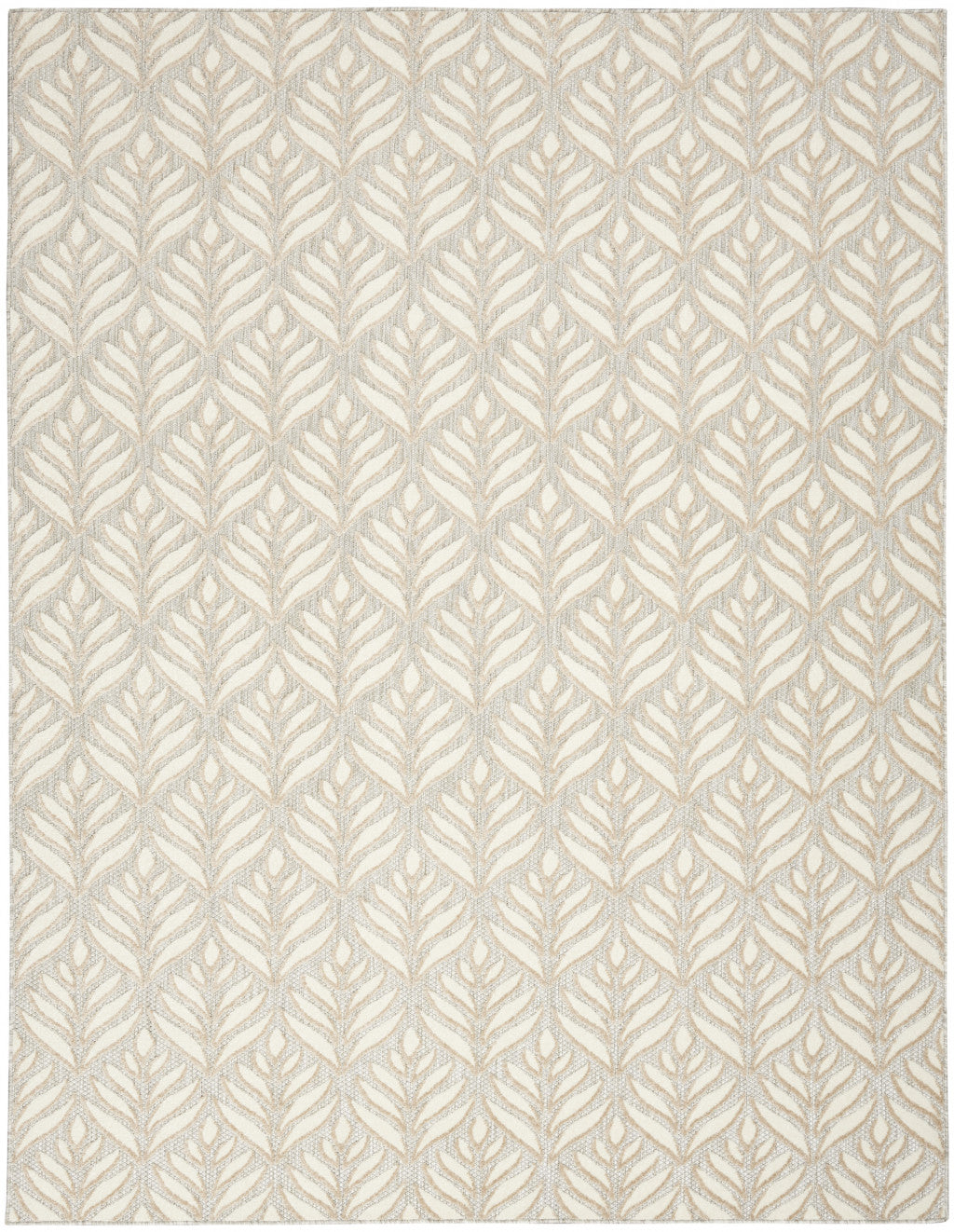 9' X 12' Ivory And Grey Floral Stain Resistant Non Skid Area Rug