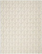 9' X 12' Ivory And Grey Floral Stain Resistant Non Skid Area Rug