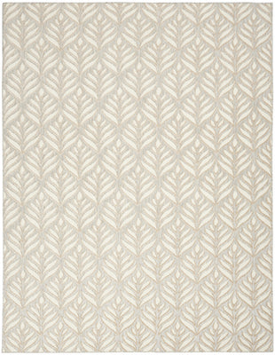 9' X 12' Ivory And Grey Floral Stain Resistant Non Skid Area Rug