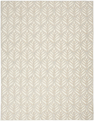 9' X 12' Ivory And Grey Floral Stain Resistant Non Skid Area Rug