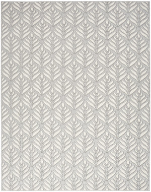 9' X 12' Grey Floral Stain Resistant Non Skid Area Rug